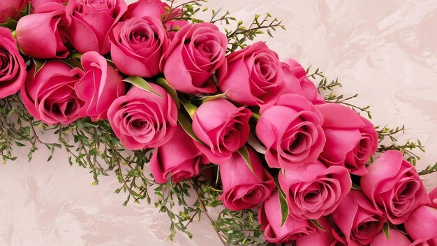 Vue latérale d'un bouquet de roses de couleur rose