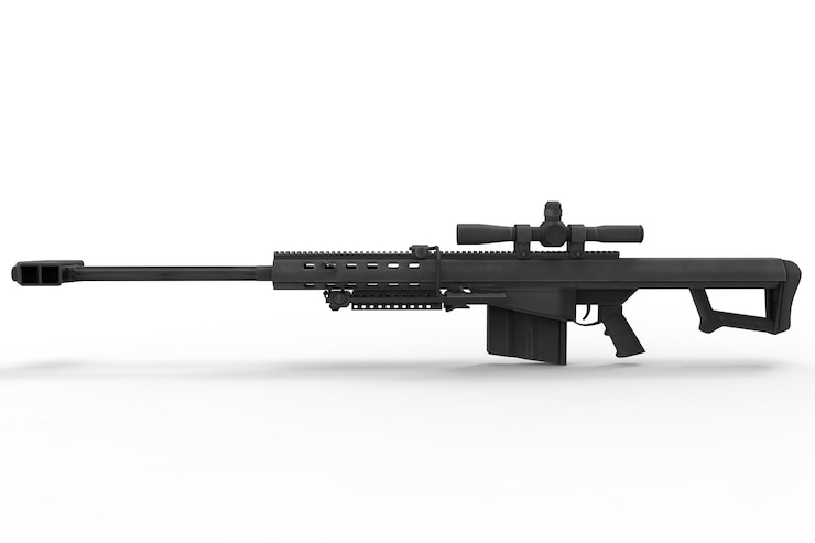 Photo vue latérale du fusil de tireur d'élite