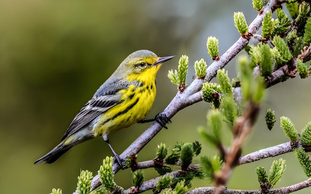 Photo vue latérale du warbler de pin