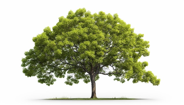 Vue latérale de l'élévation de l'arbre isolée sur fond blanc