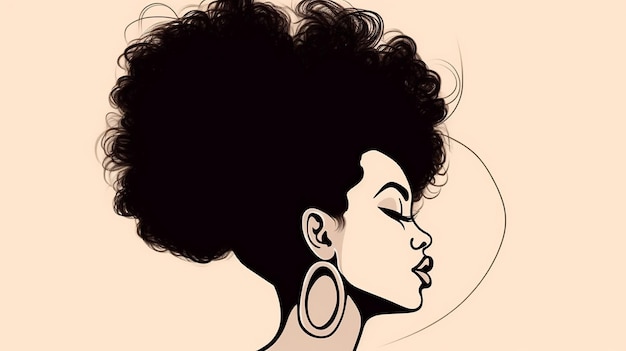 vue latérale d'une femme noire dessinant une ligne art minimaliste moderne