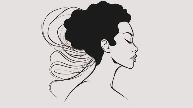 vue latérale d'une femme noire dessinant une ligne art minimaliste moderne