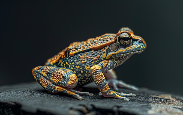 Photo vue latérale de la grenouille sur la pierre ai générative