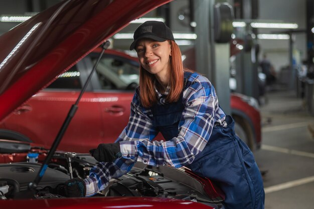 Photo vue latérale d'une jeune femme dans une voiture