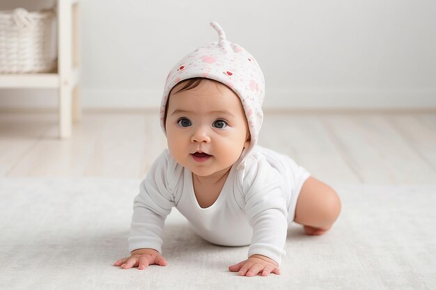 vue latérale d'un joli bébé rampant