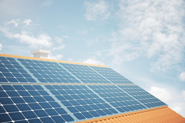 Vue latérale des panneaux solaires