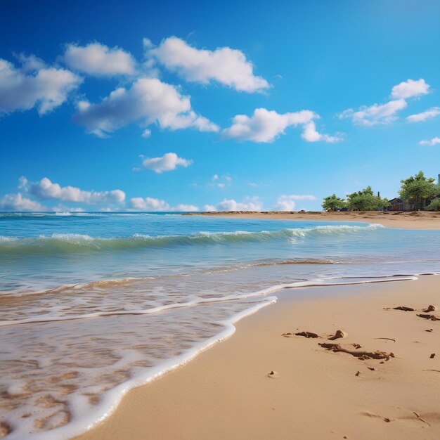 Vue latérale d'une plage ensoleillée haute et courte profondeur de champ