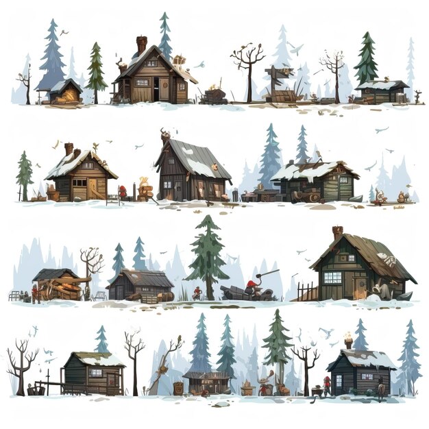 vue latérale de plusieurs spritesheets scandinaves pour posta Arrière-plan blanc photo HD blanc isolé