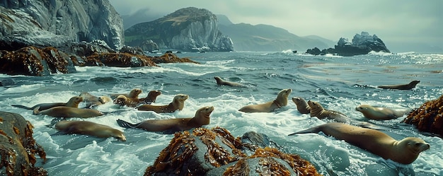 Vue des lions de mer