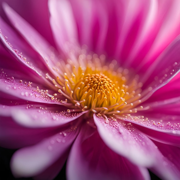 Une vue macro d'une fleur en fleur révélant ses détails complexes et ses teintes vives