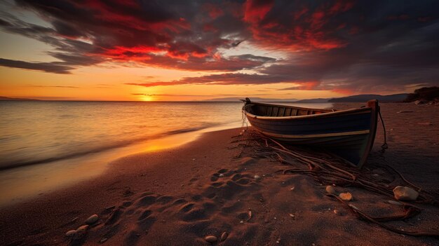 Photo vue magnifique du coucher de soleil depuis la plage