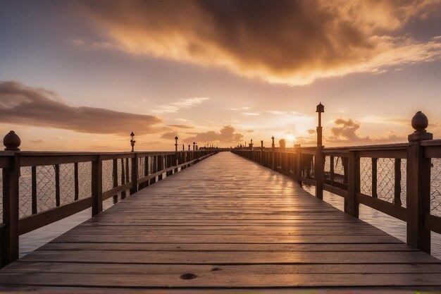 vue majestueuse du coucher de soleil sur la jetée