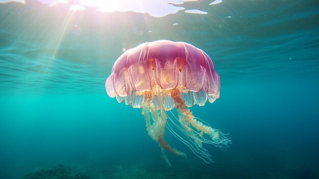 Vue de méduses majestueuses dans l'océan