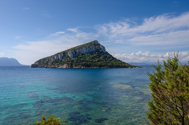 Vue sur la mer colorée par temps clair