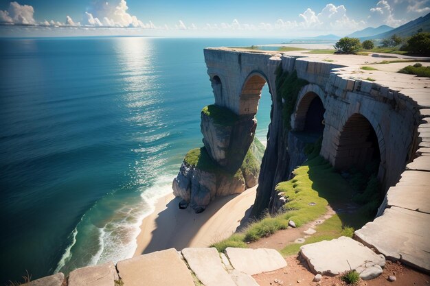 Une vue sur la mer depuis la falaise