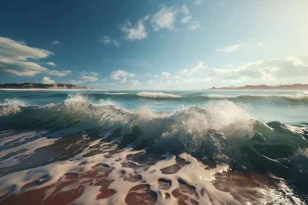 Vue sur la mer depuis la plage Generative AI