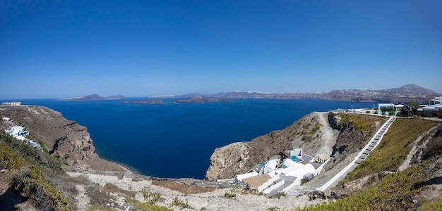 Vue sur la mer Égée depuis l'île de Santorin Grèce