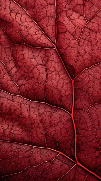 Vue microscopique d'une feuille sèche rougeâtre