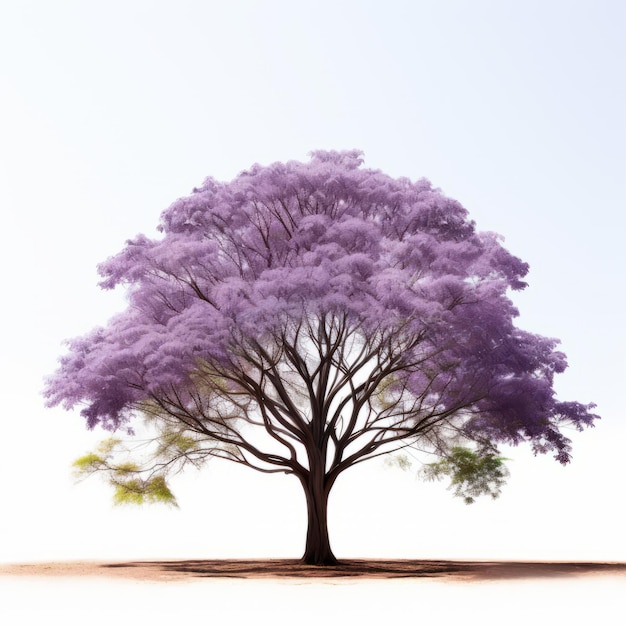 Vue minimaliste de l'avant d'un arbre de Jacaranda isolé