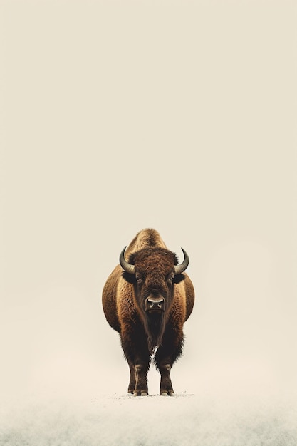 Vue minimaliste d'un bison américain dans son habitat