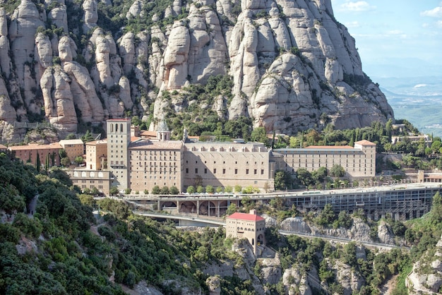 Vue sur le monastère et les montagnes de Montserrat. Barcelone, Catalogne, Espagne.