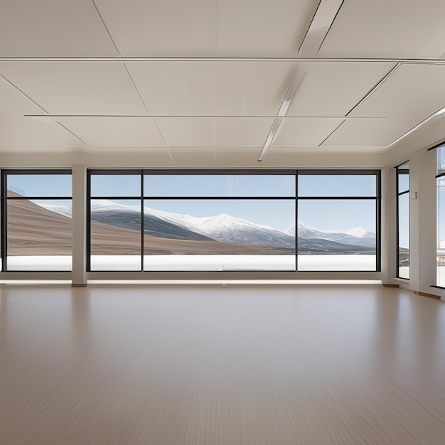 Vue sur la montagne dans la fenêtre de la maison de luxe