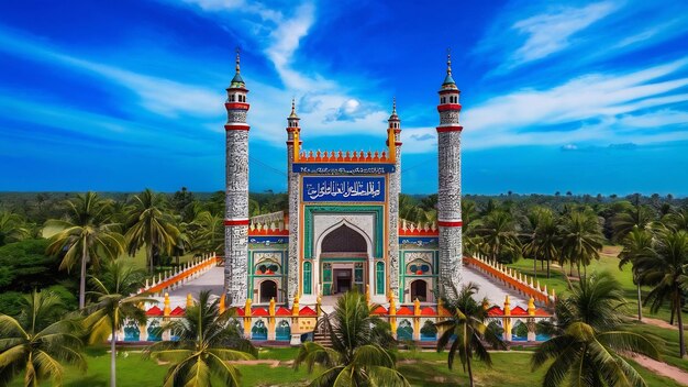 Photo vue de la mosquée jami ul alfar à colombo, au sri lanka, sur un ciel bleu en arrière-plan