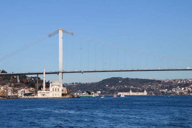 Vue de la mosquée Ortakoy et du pont du Bosphore, Istanbul - Turquie