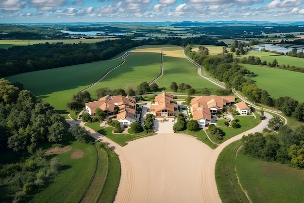 Vue sur la nature du paysage Photographie par drone générée par Ai