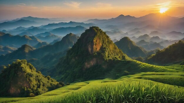 Vue sur la nature de la montagne ban pha hi province de chiang rai thaïlande