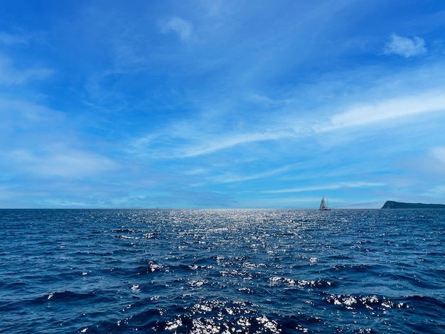 Vue sur la nature de la surface de l'océan bleu