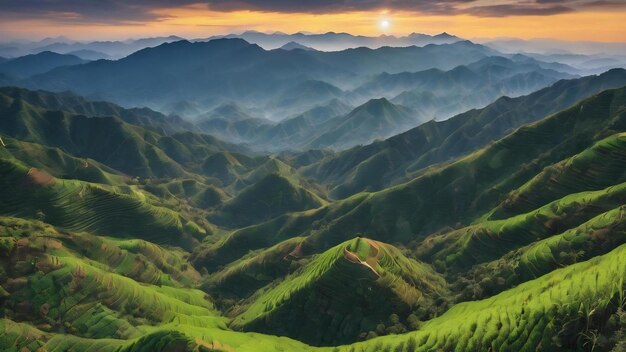 Vue naturelle de la montagne sur la province de Doi Chang Chiang Rai en Thaïlande