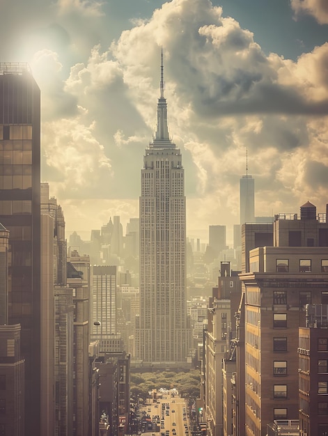 Vue de New York avec l'Empire State Building Des bâtiments super hauts de grands bâtiments des points de repère urbains