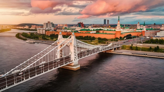 Vue de Nizhny Novgorod avec le pont Molitovsky