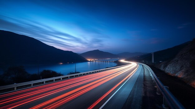 vue nocturne de l'autoroute dans la ville