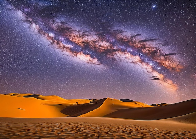 Une vue nocturne du désert du sahara