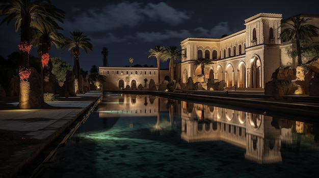 Vue nocturne du palais de Carthage