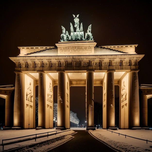 Vue nocturne d'hiver de la porte de Brandebourg à Berlin Allemagne AI