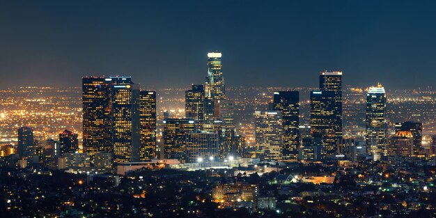 Vue nocturne de l'horizon urbain