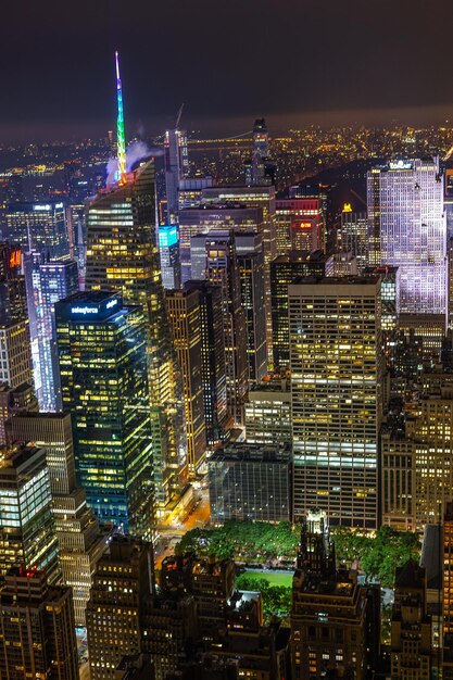 Photo vue nocturne de new york vue depuis l'empire state building