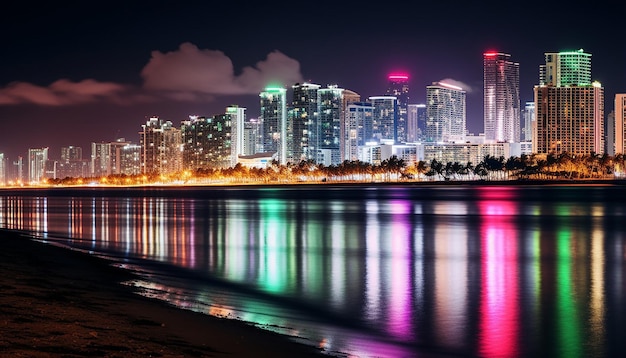 Vue nocturne de la plage de Miami