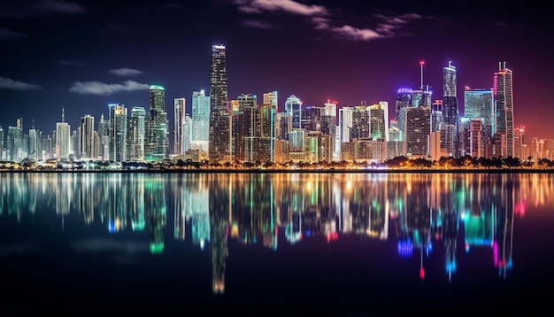 Vue nocturne de la plage de Miami