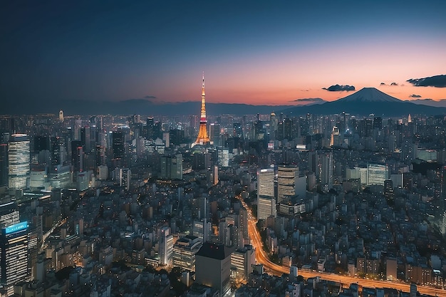 Vue nocturne de Tokyo au Japon