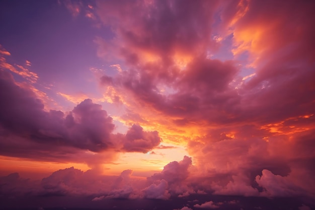 une vue sur les nuages au coucher du soleil