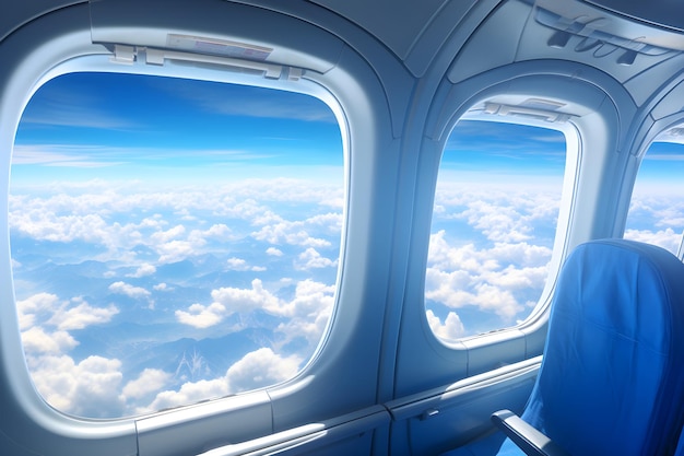 une vue des nuages depuis une fenêtre d'avion Vue depuis une fenêtre d'avion