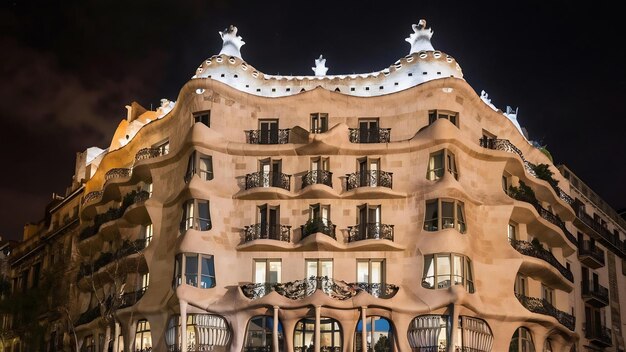 Photo vue de nuit de la casa mila