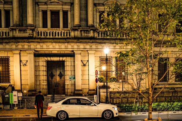 Photo vue de nuit de nihonbashi à tokyo