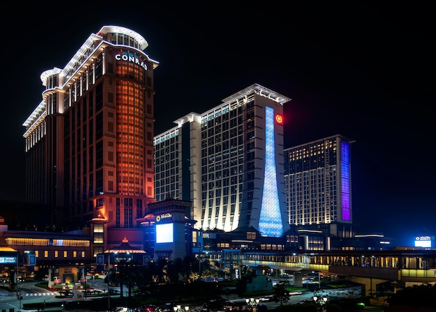 vue de la nuit des stations de casino de Cotai Strip à Macao