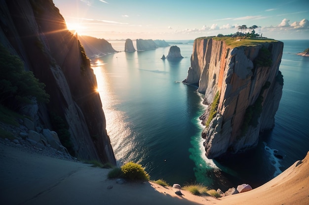 Photo une vue sur l'océan depuis les falaises du cap breton