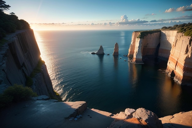 Une vue sur l'océan depuis les falaises du cap york